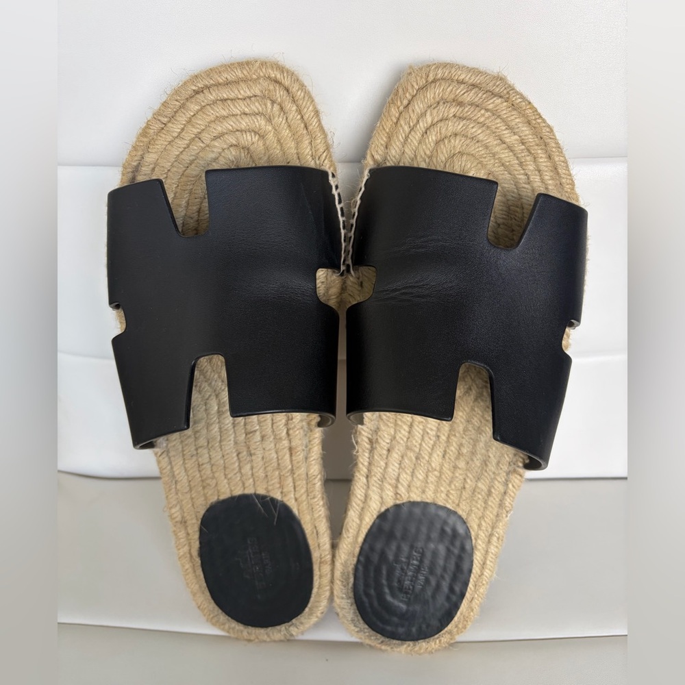Hermès Antigua Black  Espadrille Sandals EU 43 (Run Small) | Box & Dust Bags - Picture 3 of 14